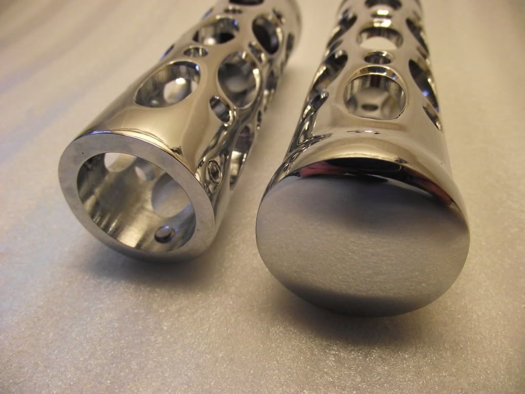 Chrome alloy skeleton grips swiss cheese grips solid alloy for 1 inch bars